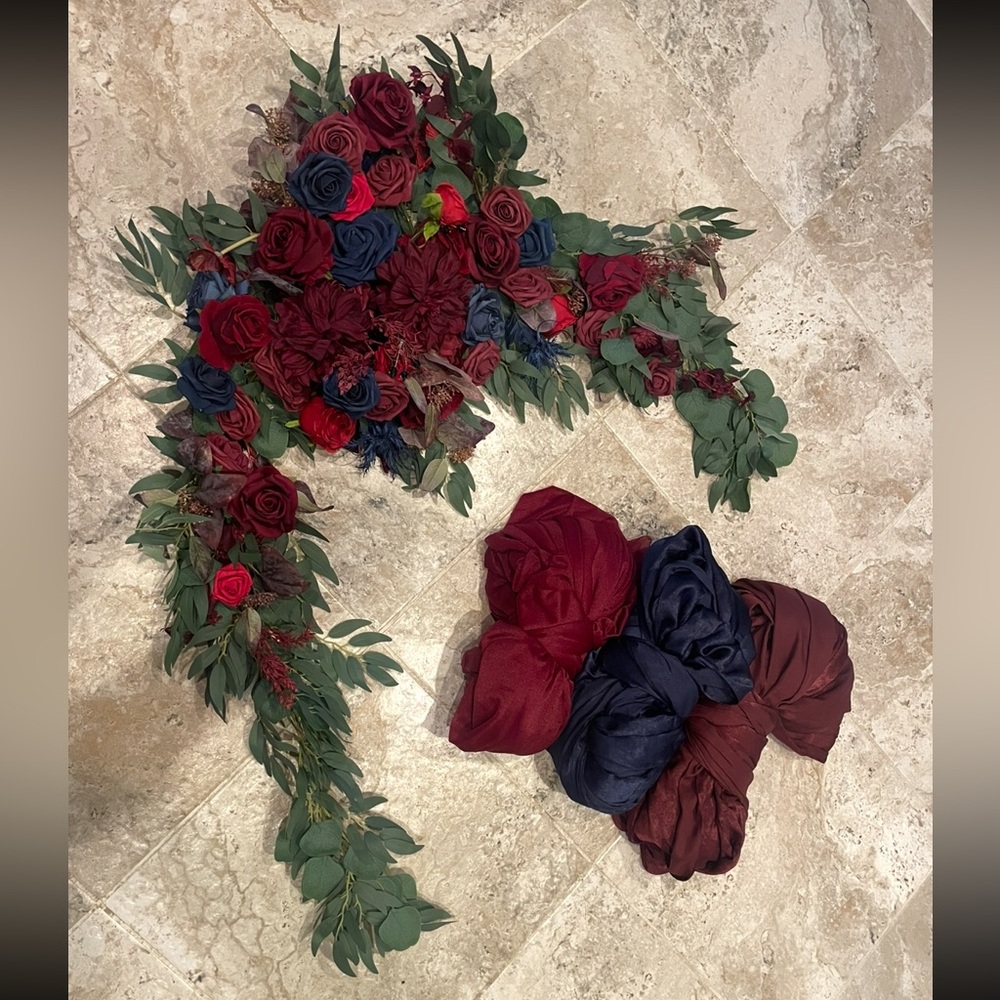 Elegant Floral Arrangement with Fabric Accents